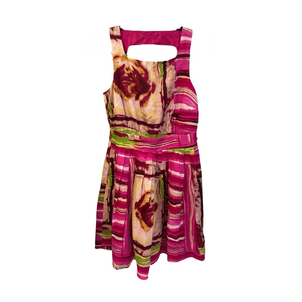 ✨NWT✨ Twelve By Twelve Pink & Green Abstract Floral Dress Bold Cutout Size Med
